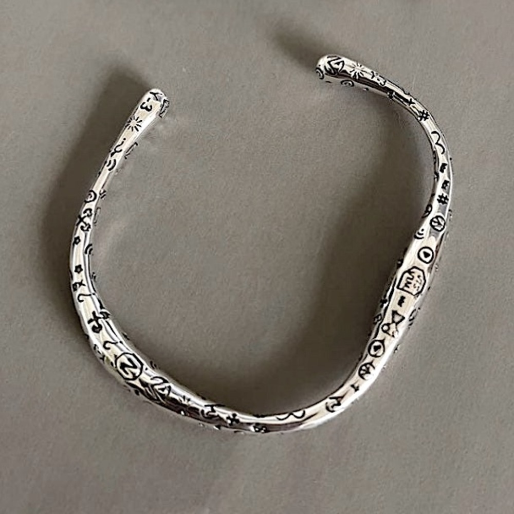 925 Solid Irregular Geometric Bracelet - image 2